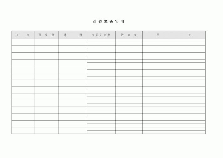 (인사/노무)신원보증인대장1