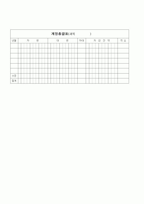 (세무/회계)계정총괄표