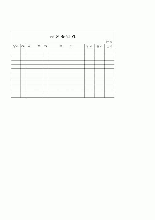 (경리)금전출납장