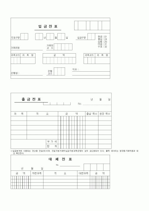 (세무/회계)입금(출금, 대체)전표