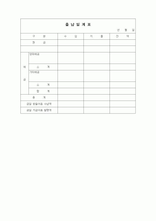 (세무/회계)출납일계표