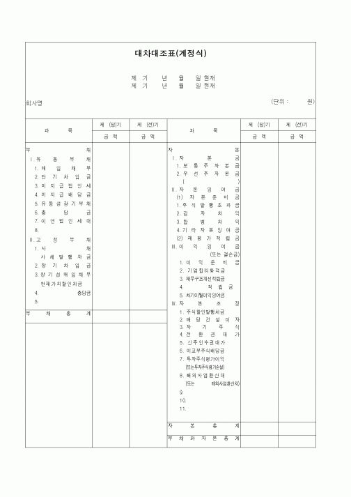 (세무/회계)대차대조표(계정식)(2)