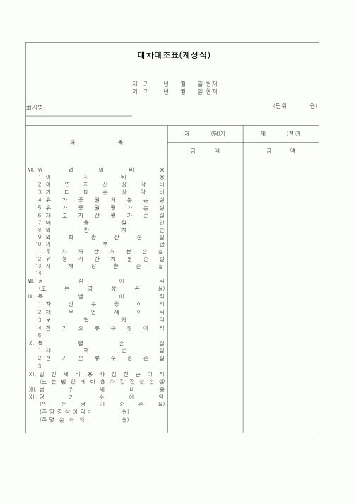 (세무/회계)대차대조표(계정식)(3)