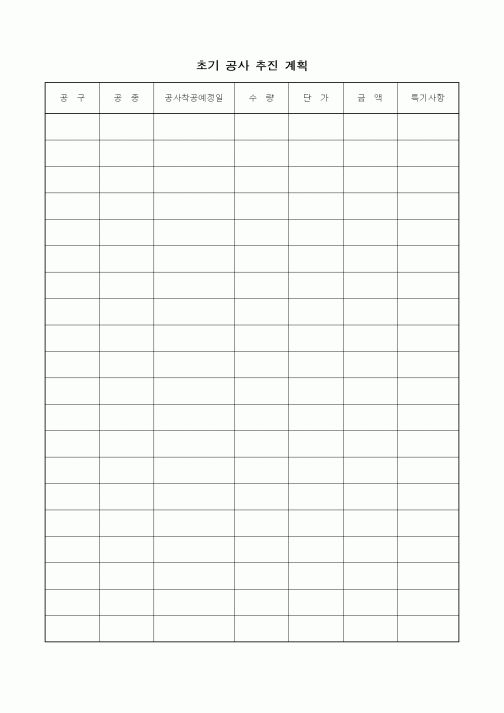 (현장/공사착공)초기 공사 추진 계획