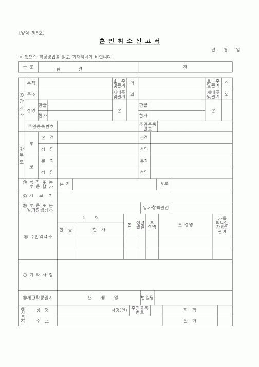 (생활민원)혼인취소신고서