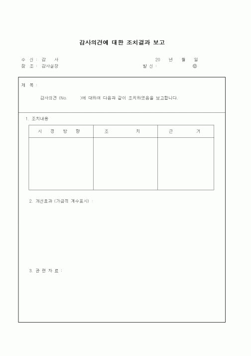 (경영)감사의견에 대한 조치결과 보고