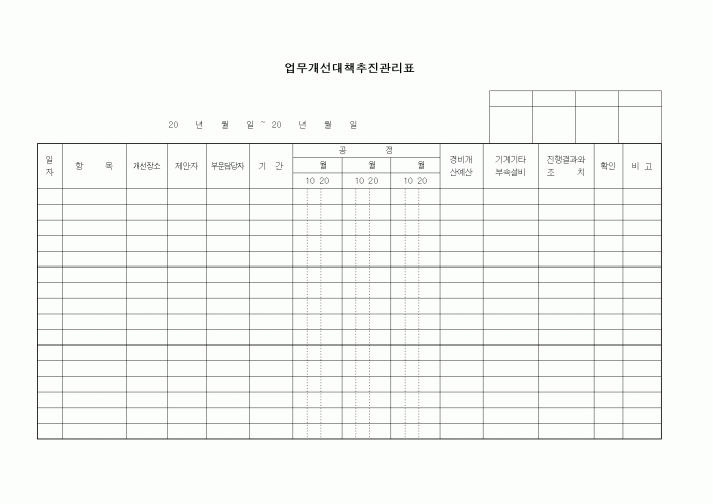 (경영)업무개선대책추진관리표1