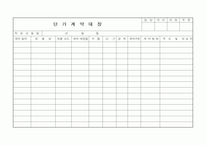 (영업)단가계약대장