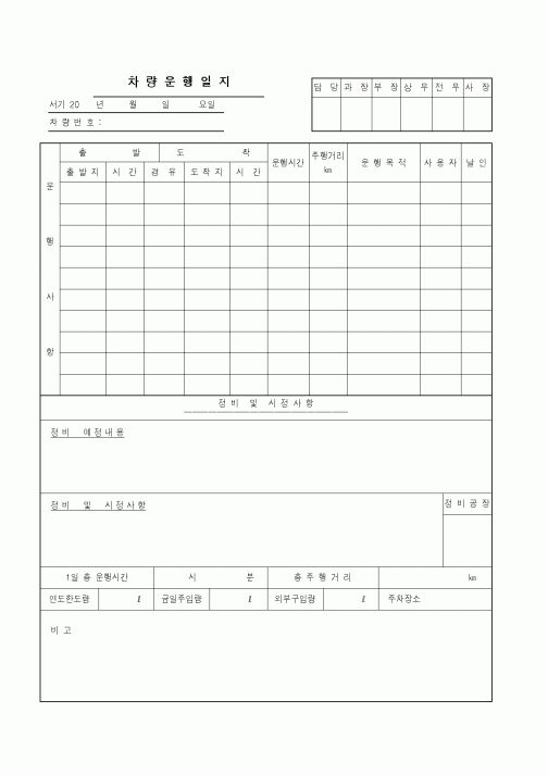 (구매/외주서식)차량운행일지