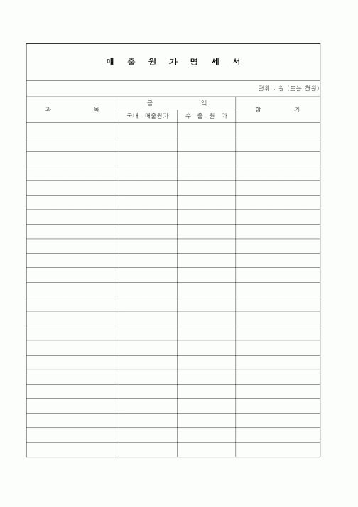 (세무/회계)매출원가 명세서
