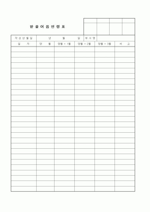 (세무/회계)받을어음연령표