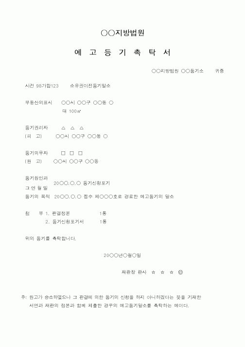 (채권/채무)예고등기말소(원고패소)(2)