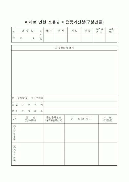 (생활민원)매매로 인한 소유권 이전등기신청(구분건물)