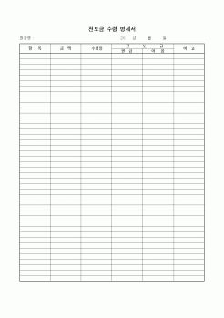 (공사예산/실행)전도금 수령 명세서