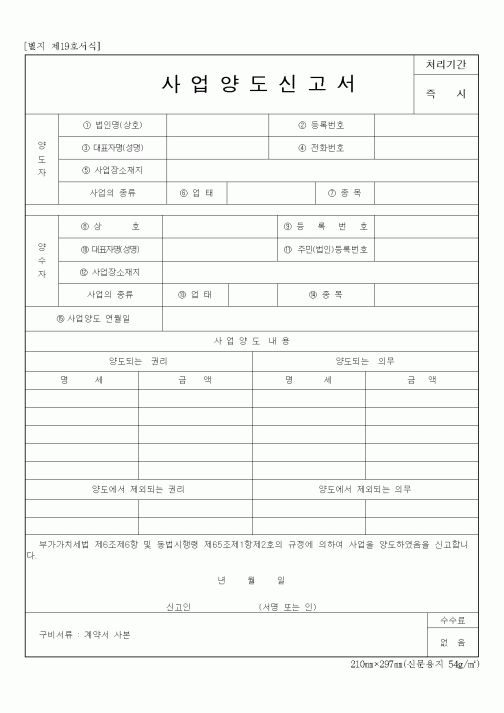 (생활민원)사업장양도신고서