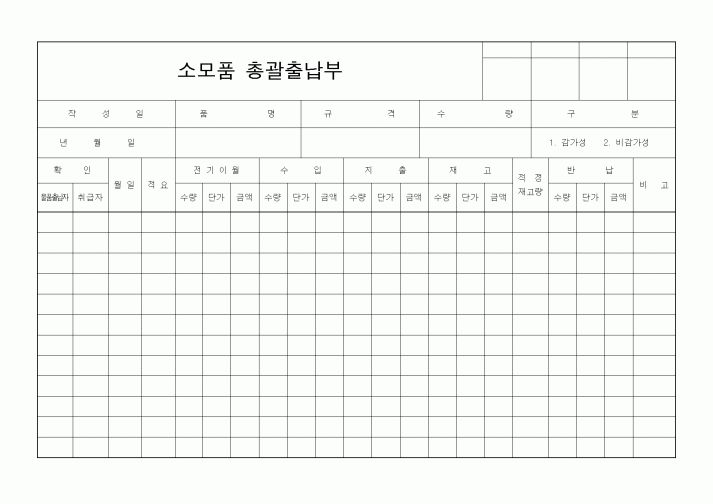 (총무)소모품총괄출납부