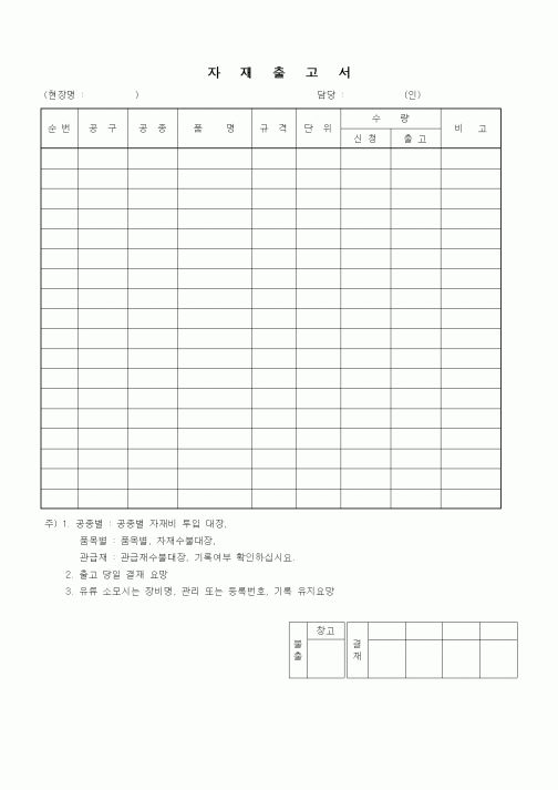 (자재관리)자재출고서