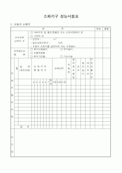 (환경관리)소화기구 성능시험표