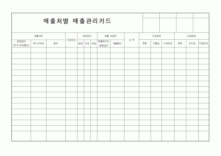 (세무/회계)매출처별매출관리카드