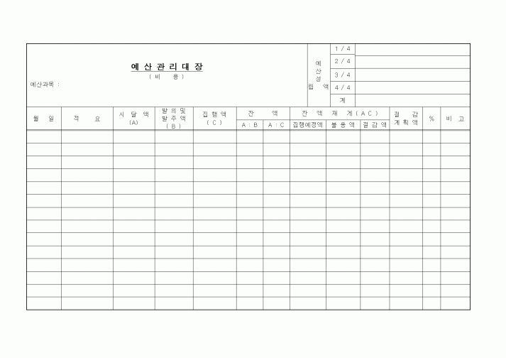 (세무/회계)예산관리대장