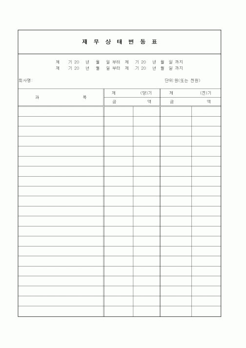 (세무/회계)재무상태변동표1