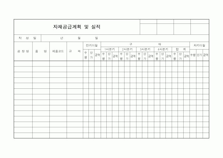 (제조/생산)자재공급계획 및 실적
