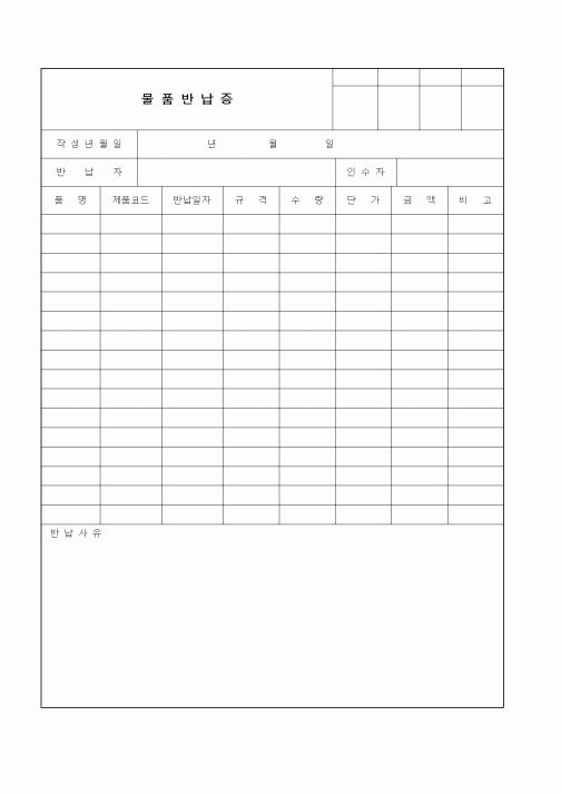 (제조/생산)물품반납증3
