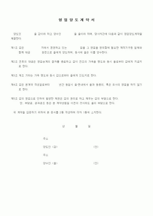 (기타계약서)영업양도계약서1