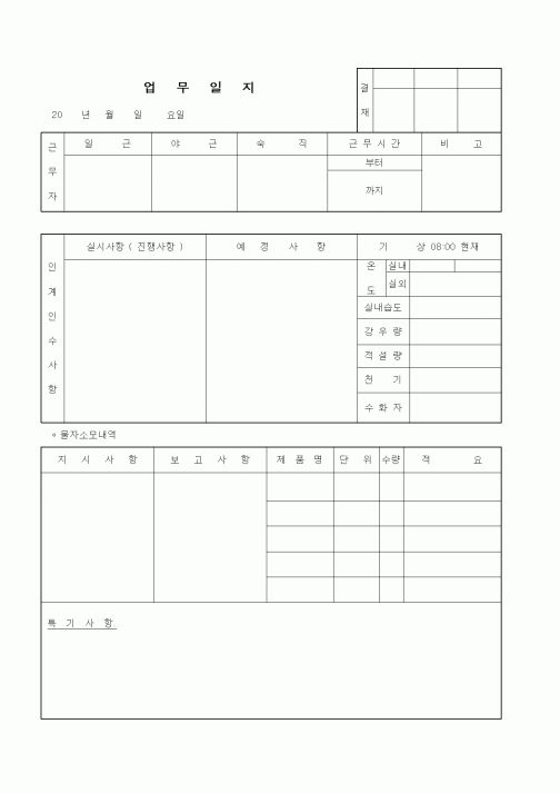 (제조/생산)업무일지