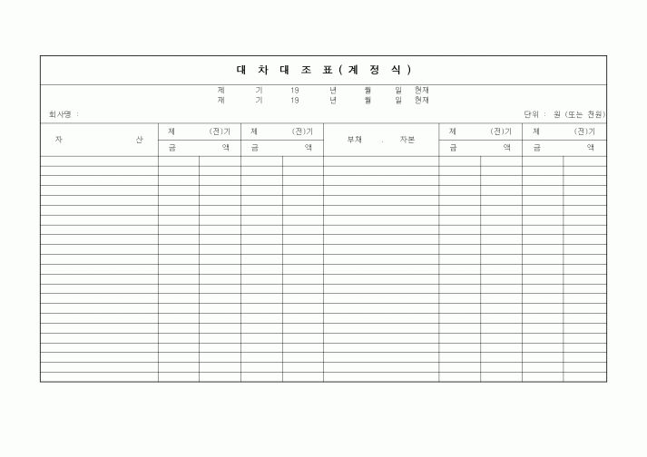 (세무/회계)대차대조표(계정식)