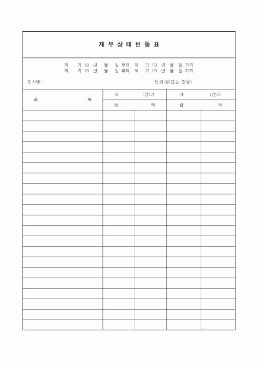(세무/회계)재무상태변동표