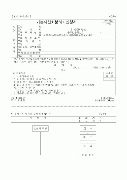 (보건복지부)기본재산처분허가신청서