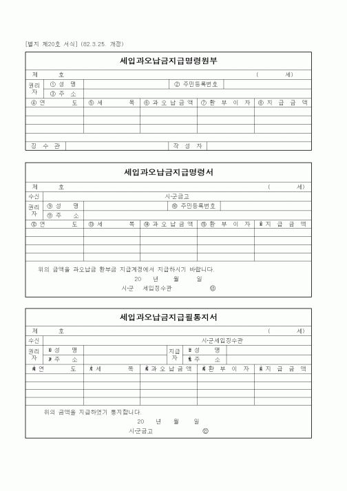 (국세청)세입과오납금지급명령원부