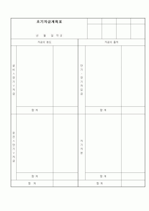 (경리)초기자금계획표