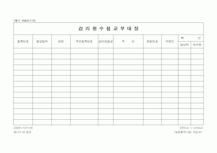 (감리업무)감리원수첩교부대장