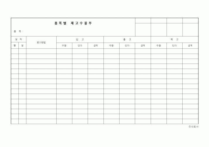 (제조/생산)품목별 재고수불부1