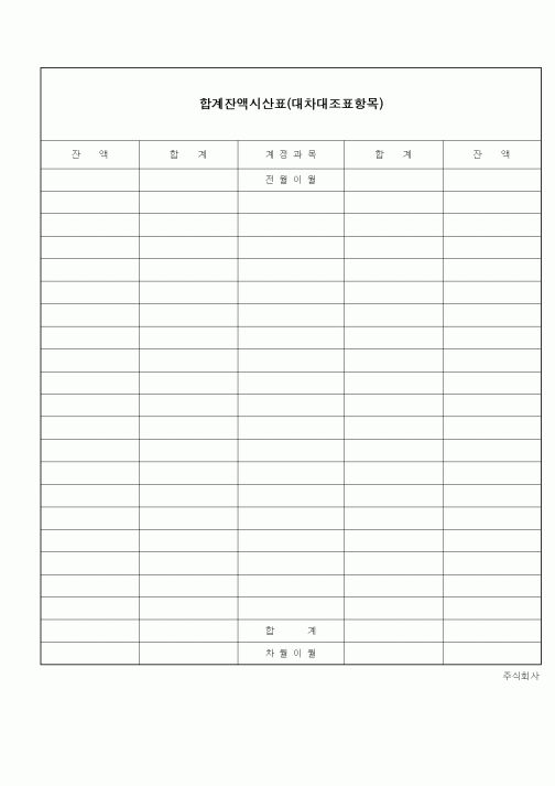 (세무/회계)합계잔액시산표(대차대조표항목)