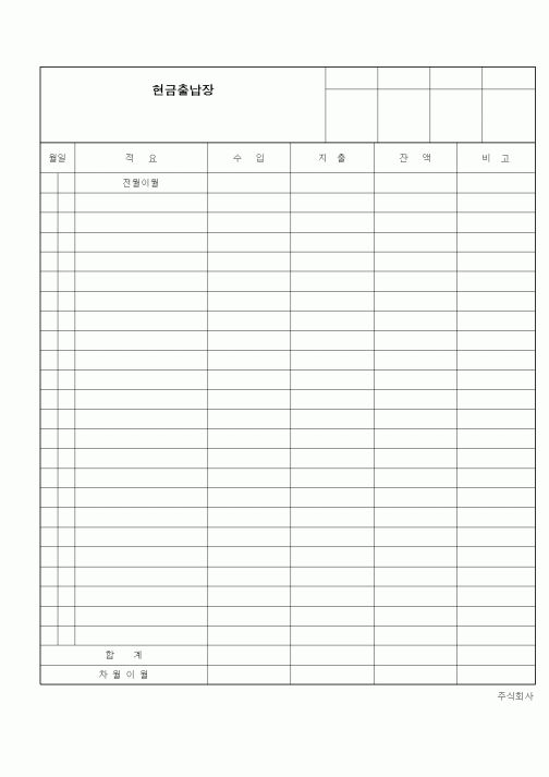 (경리)현금출납장(2)