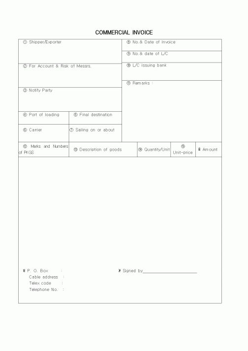 (무역/수출입)상업송장(COMMERCIAL INVOICE)(영문)(1)