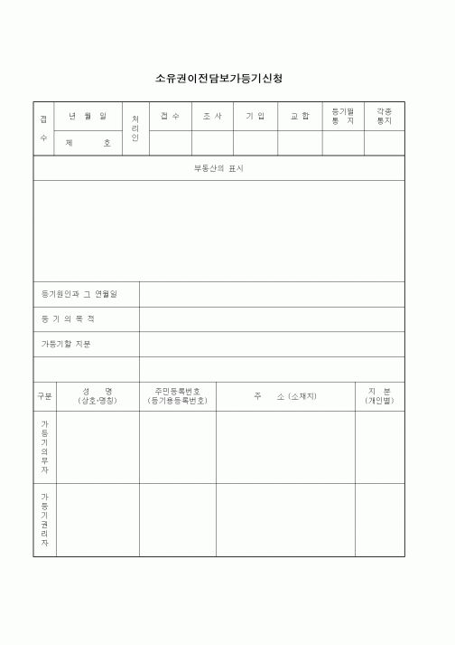 (기타)소유권이전담보가등기신청