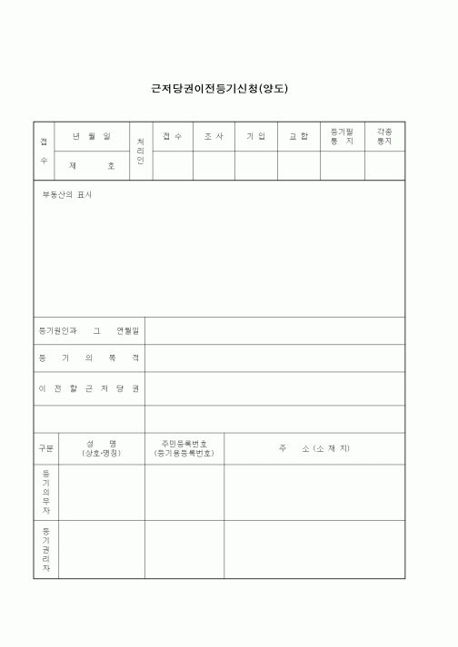 (기타)근저당권이전등기신청(양도)