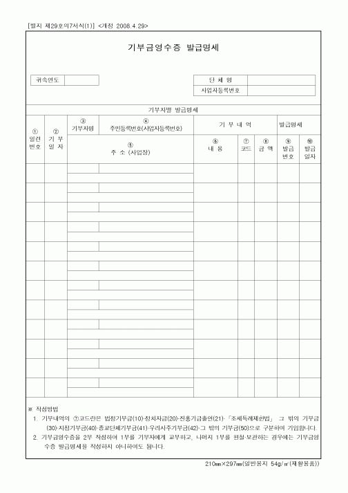 (연말정신)기부금영수증 발급명세