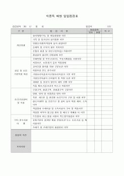 (생산/관리)식중독 예방 일일점검표