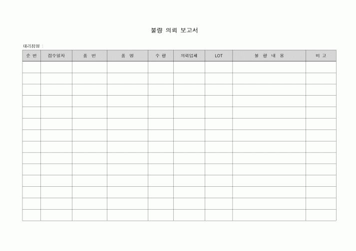 (생산/관리)불량 의뢰 보고서(대리점)