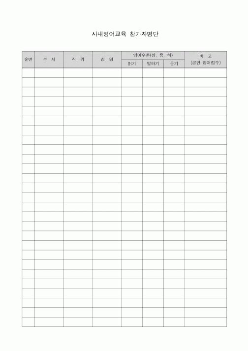 (기획서)사내영어교육 참가자명단