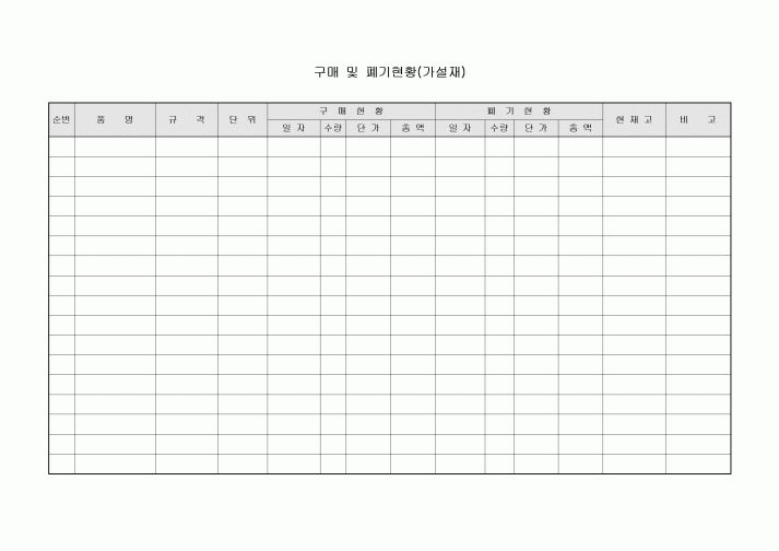 구매 및 폐기현황(가설재)