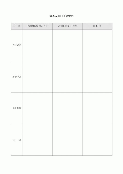 불측사태 대응방안(경영전략)