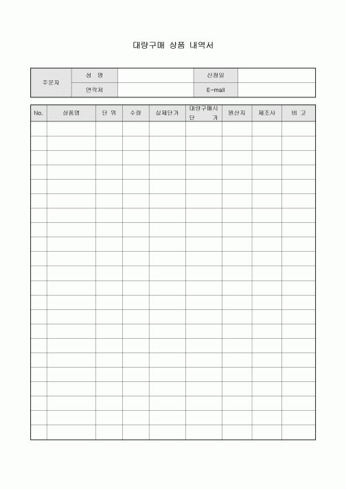 대량구매상품내역서