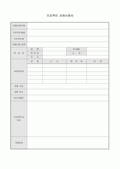 프로젝트 지원신청서
