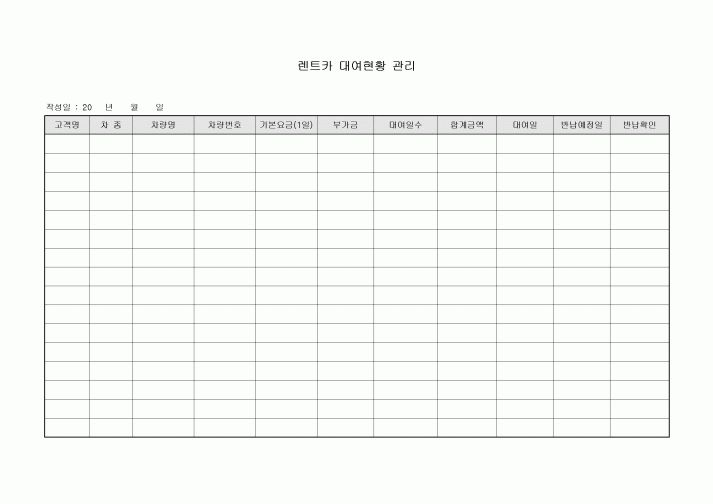 렌트카 대여현황관리
